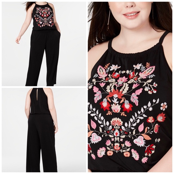 INC International Concepts Pants - 3X 4X INC Embroidered Boho Jumpsuit Plus Size